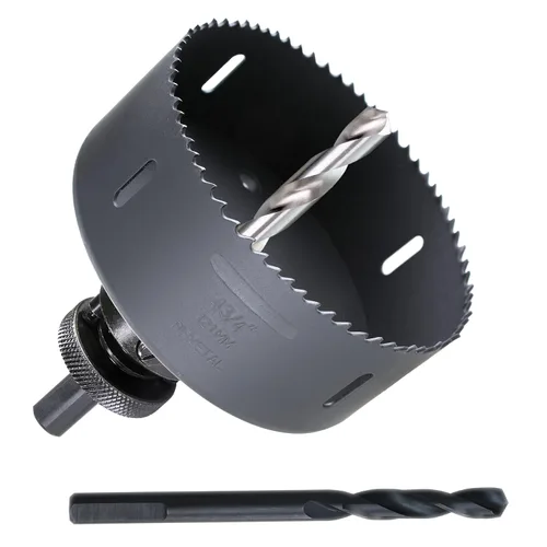 Vista 14 de Sierra perforadora de 4" HSS bimetálica para madera, paneles de yeso, plástico, aluminio, acero suave, hierro, metal, acero inoxidable, sierra