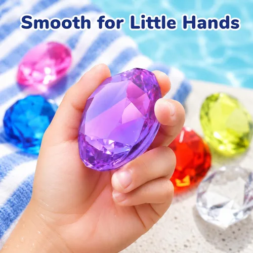Vista 3 de Toddmomy Gemas de buceo para piscina para niños, 10 piezas de piedras preciosas acrílicas grandes con caja de almacenamiento, juguetes de piscina