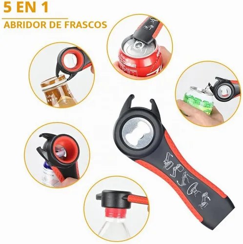Vista 6 de Abrebotellas y abrebotellas para personas mayores con artritis, manos débiles, 4 piezas Multi-use Lid Opener Set with Non-slip Rubber Gripper Pad