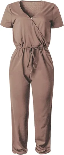 Vista 4 de PRETTYGARDEN Womens Deep V Neck Wrap Drawstring Waist Jumpsuit