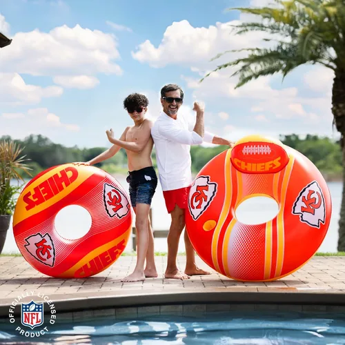 Vista 5 de BigMouth 42” Inflatable Pool Floats Officially Licensed NFL Fan Gear Merchandise Back Support Inner Tube for Adults and Teens