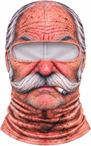 Vista 12 de Old Man Ski Mask,Funny Realistic Face Printed Balaclava,Stretch Cosplay Headgear for Halloween,Costume Parties & Pranks