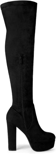 Vista 7 de Allegra K Botas altas con tacón de plataforma para mujer