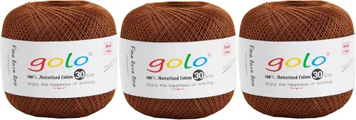 Vista 21 de Golo 3 bolas de hilo de ganchillo tamaño 30, hilo de bordar y lana para tejer a mano para calados 045 000-045 Rojo Caliente
