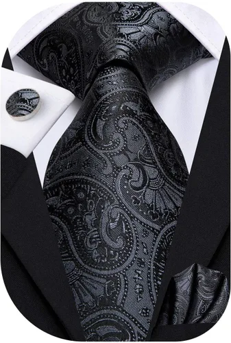 Vista 130 de Dubulle Corbata tejida de cachemira para hombre y gemelos de pañuelo para hombre, conjunto de gemelos para boda formal y negocios
