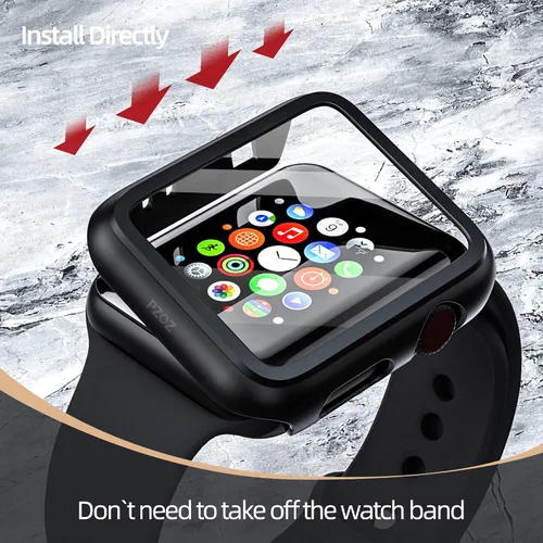 Vista 4 de pzoz Funda compatible con Apple Watch Series 2 / Series 3 con protector de pantalla de 1.654 pulgadas, accesorios delgado, cobertura completa