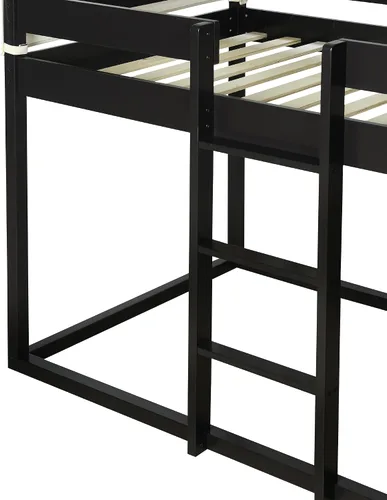 Vista 8 de Litera de madera individual sobre cama individual con tienda de campaña, litera con escalera para niños (expreso)