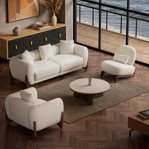 Vista 16 de Morden Fort Juego de Sofá Boucle de 2 Piezas, Conjunto de Sofás Tapizados Modernos Duraderos Cómodos Boucle Aptos para Mascotas, Silla sin Brazos