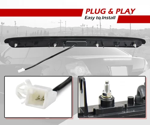 Vista 4 de Luz de freno trasera LED de 3er tercer foco para Scion tC 05-10, Juego de luz de freno de montaje alto central trasera con lente ahumada