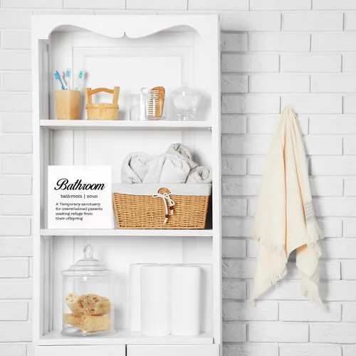 Vista 7 de Letrero divertido de madera con definición de baño, placa de bloque de madera para el hogar, baño, estante y decoración de inodoro