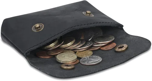 Vista 6 de Bolsa de cuero doble para monedas premium para efectivo y tarjetero, organizador de cables compacto, bolsa de maquillaje de viaje, hecha a mano
