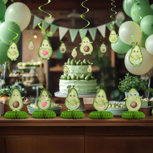 Vista 8 de Paquete de 40 decoraciones colgantes de aguacate – Decoraciones de fiesta de aguacate para niñas, suministros de fiesta de frutas y bonita