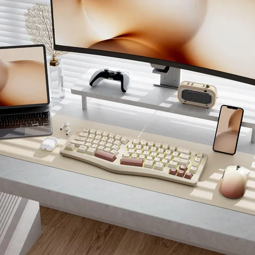 Vista 7 de 7KEYS Teclado ergonómico con cable, mini teclado compacto dividido de 69 teclas, retroiluminación RGB de 14+, cable USB tipo C desmontable
