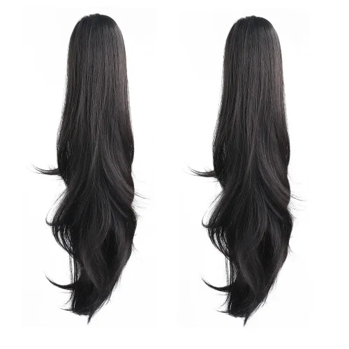 Vista 93 de Extensiones de cola de caballo, extensiones de cabello de cola de caballo con clip de garra marrón oscuro para mujer, pieza de cabello rizado