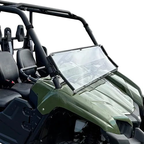 Vista 4 de Claramente resistente parabrisas Yamaha Viking – Full plegable – Resistente a los arañazos – lo último en versatilidad lateral – policarbonato