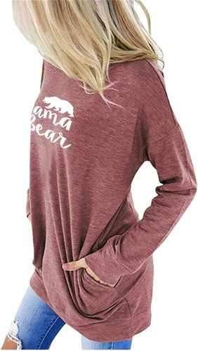 Vista 3 de onlypuff Sudaderas tipo túnica con estampado de bolsillo para mujer