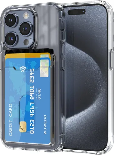 Vista 9 de 【Actualización】 Funda tipo cartera transparente para iPhone 13, antiamarilleo, delgada, parachoques de TPU + funda trasera de policarbonato con 2
