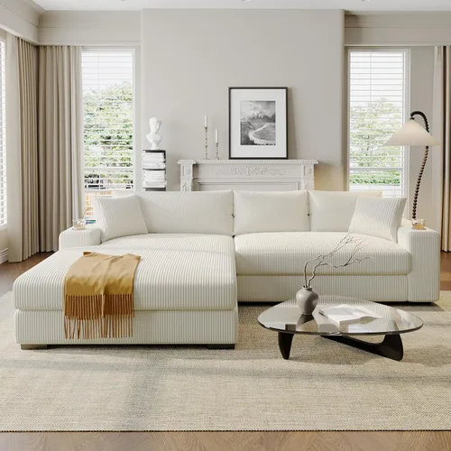 Vista 12 de WILLIAMSPACE Sofá modular Cloud de 107.9 pulgadas para sala de estar, moderno sofá tapizado de espuma de espuma para el suelo, sofá en forma de L
