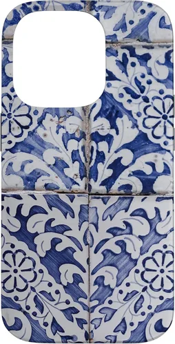 Vista 17 de Azulejos de patrón portugués - Funda azul y blanca floral para iPhone 17