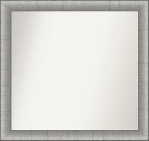 Vista 278 de Amanti Art Espejo de baño plateado para sobre el fregadero, 28 x 37 pulgadas, elegante espejo rectangular de peltre cepillado, marco de madera