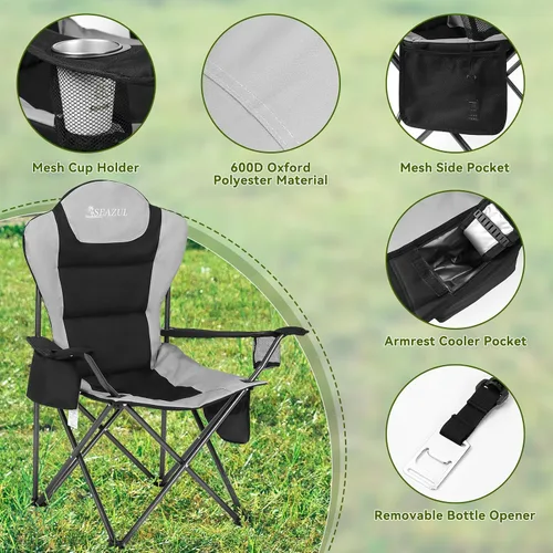 Vista 4 de Seazul Sillas de camping para adultos, silla de campamento, sillas plegables para exteriores, soporta 380 libras, sillas portátiles de viaje