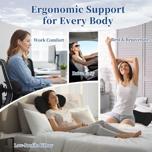 Vista 6 de Almohada de apoyo lumbar para silla de oficina, almohada lumbar para automóvil, almohada de apoyo lumbar ergonómica de espuma viscoelástica