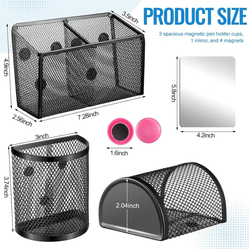 Vista 3 de Wesiti Kit de organizador de 9 piezas y accesorios para casillero, incluye 1 estante, 3 soportes magnéticos para lápices, 1 espejo, 4 imanes