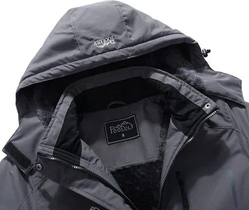Vista 5 de Pooluly - Chaqueta de invierno para esquísnowboard para mujer, con capucha, impermeable, rompeviento
