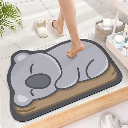 Vista 9 de Tapete de baño súper absorbente, tapete de entrada antideslizante con dibujos animados, cojín de secado rápido para suelo de baño y ducha