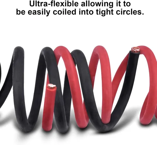 Vista 3 de iGreely Alambre Calibre 6 AWG 20 Pies Negro + 20 Pies Rojo Batería de Soldadura Cable Ultra Flexible de Cobre Puro + 5 pzs de Conectores de Terminal