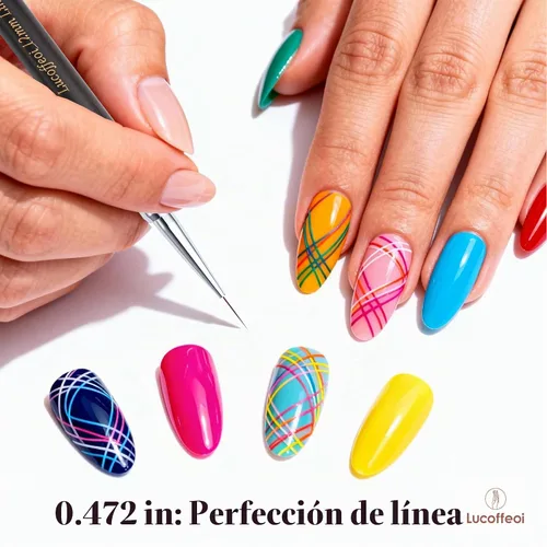 Vista 2 de French Tip Brush - Delineador de uñas para acrílico y precisión Cepillo de revestimiento de 0.472 in
