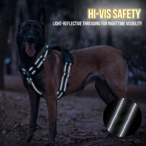 Vista 6 de OneTigris - Arnés para perro, chaleco para perro con acolchado suave sin tirones, nylon ajustable táctico de alta resistencia para perros medianos