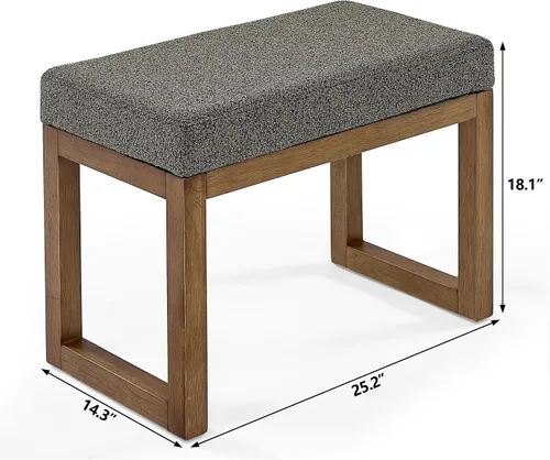 Vista 2 de Banco otomano rectangular, taburete de 25 pulgadas, tela de hilo hecho y madera de goma resistente, perfecto para salas de estar, dormitorios