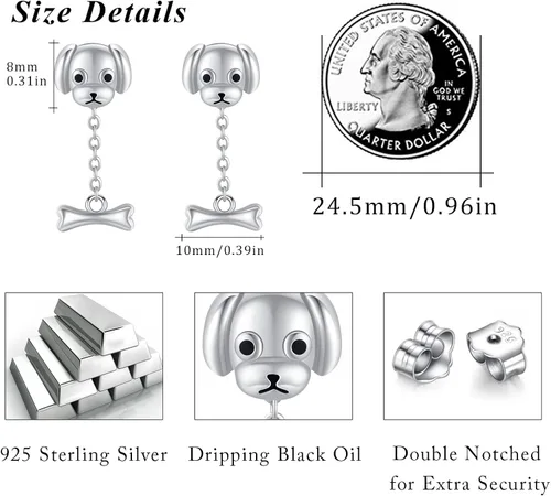 Vista 4 de S925 Sterling Silver Animal Earrings DragonflyButterflyBeeJellyfishPantherTortoiseWolf Dangle Earrings Jewelry ChristmasNew Year Gifts for Women