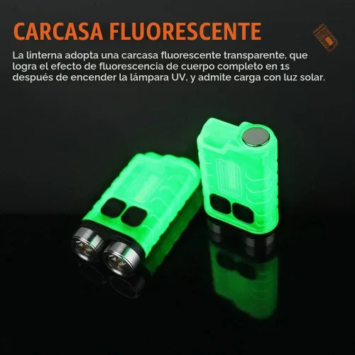 Vista 6 de BORUIT V3 pequeña linterna EDC potente con luz roja UV azul - súper brillante recargable mini llavero LED linterna de bolsillo - 10 modos, USB-C