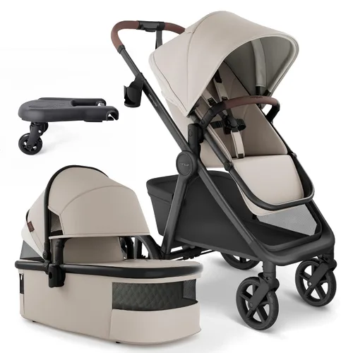 Vista 11 de Mompush Ultimate 3 - Cochecito de cuna con tabla de jinete, cochecito convertible de tamaño completo prémium para bebés y niños pequeños con asiento