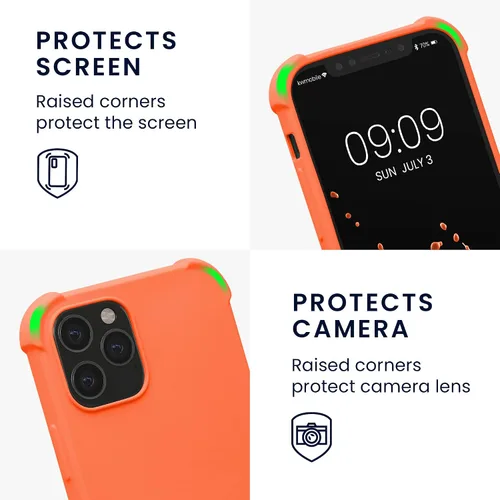 Vista 3 de kwmobile Funda cruzada compatible con Apple iPhone 12/iPhone 12 Pro, funda de silicona TPU con correa, color naranja frutal