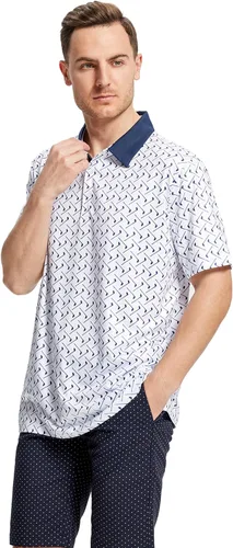 Vista 2 de Camisa de golf para hombre que absorbe la humedad, ajuste seco, estampado, manga corta, polo para hombre
