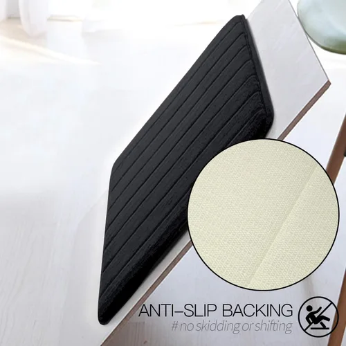 Vista 4 de Betus Tapete de baño de espuma viscoelástica de lujo, absorbente de agua, súper acogedor y antideslizante, lujoso tapete de baño de terciopelo Negro