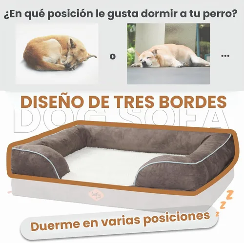 Vista 3 de Laifug Cama ortopédica grande de espuma viscoelástica para perro, sofá para perro con funda de gamuza lavable y extraíble, forro impermeable y parte