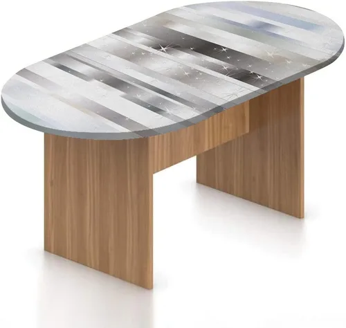 Vista 25 de Mantel ovalado ajustable de poliéster elástico para invierno, diseño de bosque abstracto monocromático, hojas y bosques, se adapta a mesas ovaladas