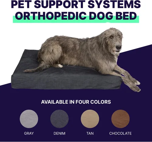 Vista 2 de Cama para perro de espuma ortopédica lavable con memoria de Pet Support Systems, mediana, 34 pulgadas x 22 pulgadas x 4 pulgadas, azul denim