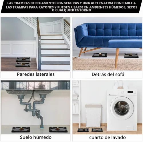 Vista 5 de Qualirey 24 piezas de trampas adhesivas para ratones e insectos, placas pegajosas de plástico para roedores domésticos, trampas de adhesivo más