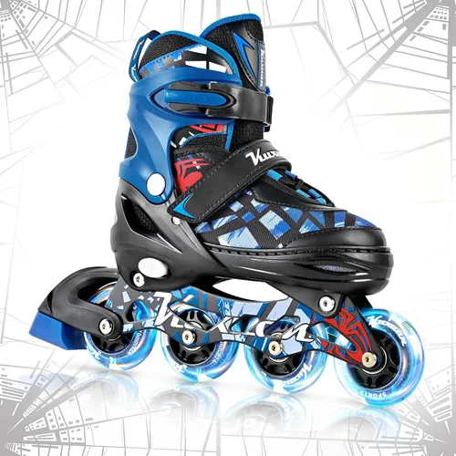 Vista 15 de Kuxuan Patines en línea ajustables para niños con ruedas iluminadas, divertidos patines iluminadores para niños, niñas y jóvenes