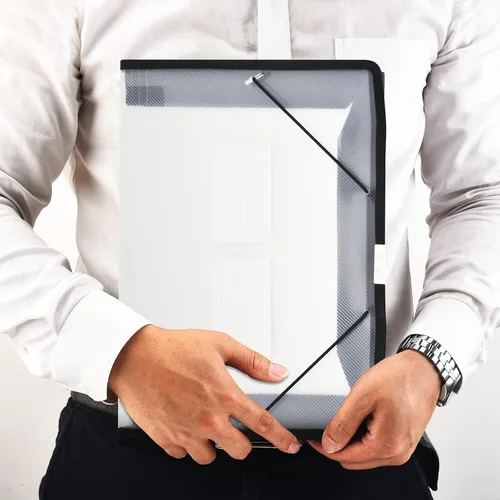Vista 6 de Carpeta de archivos expandible organizador de documentos r con solapa y cierre de cable, bolsa de documentos transparente impermeable, expansión