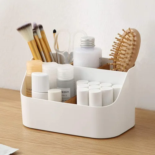 Vista 4 de Organizador de escritorio, soporte de control remoto, caja de maquillaje para el hogar y la oficina