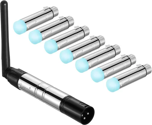 Vista 8 de Donner DMX512 Controlador inalámbrico Dfi DJ 2.4G DMX inalámbrico 7 receptores versión corta con cúpula de luz y 1 transmisor control de iluminación