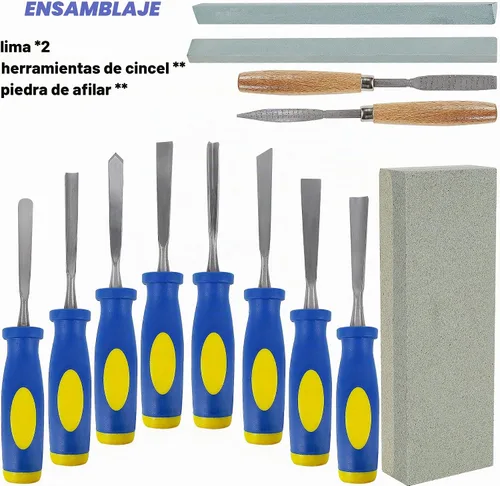 Vista 4 de Lulu Home Juego de cinceles de madera de 13 piezas con bolsa de lona