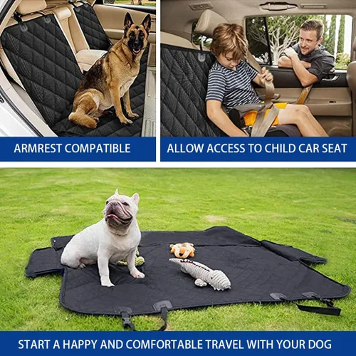 Vista 5 de BESULEN Funda de asiento trasero para perro, impermeable, tipo banca, compatible con reposabrazos y cinturón de seguridad, protector universal