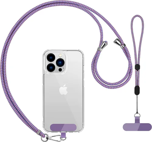 Vista 10 de CACOE Cordón para teléfono celular 2 piezas - 1 pieza correa ajustable para el cuello, 1 pieza correa de muñeca, 2 piezas almohadillas, cruzado